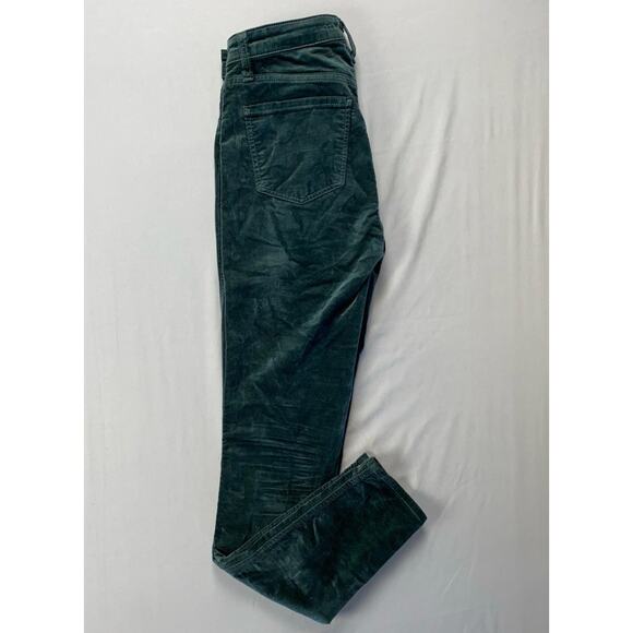 J Brand Zion Mid Rise Skinny Button Pocket Velvet Felt Velour Pants. Green, 25. - Picture 2 of 9